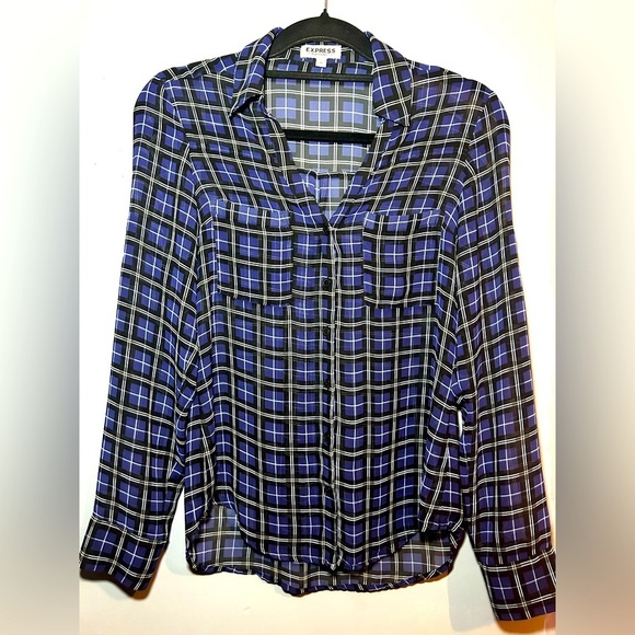 Express sheer button up blouse: siize XS - Picture 1 of 6